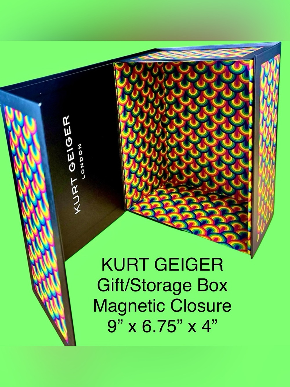 Kurt Geiger NEW Vibrant Rainbow-Pattern Magnetic Gift/Storage Box